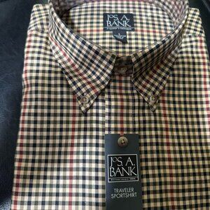 Joseph A Bank Large Cotton Plaid Dress Shirt Mens